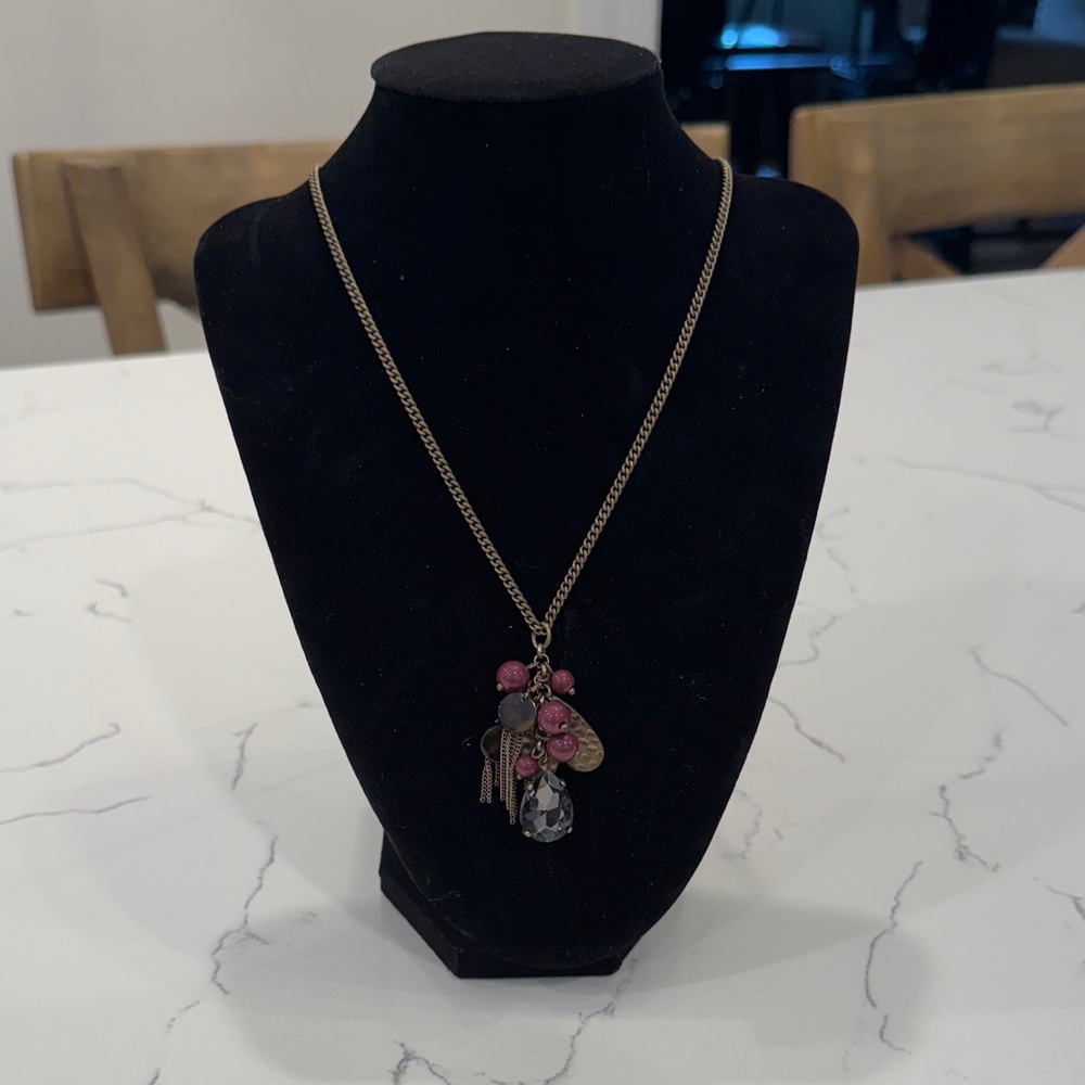 LOFT gold pendant tassel necklace